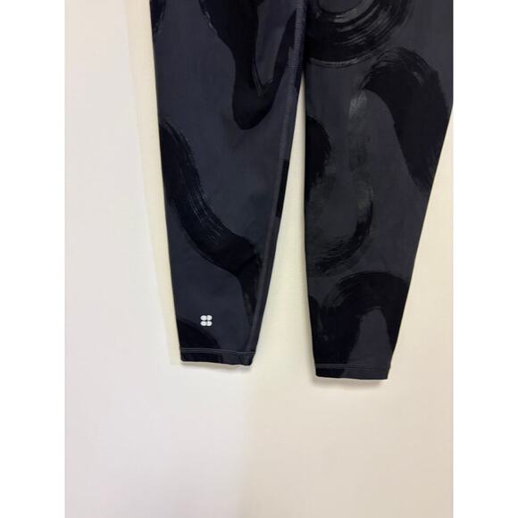 Sweaty Betty Goddess Workout Leggings Black Paint Lines Foil Print - Picture 6 of 8